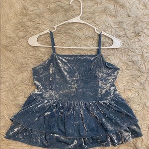 Blue velvet tank top with adjustable straps!!